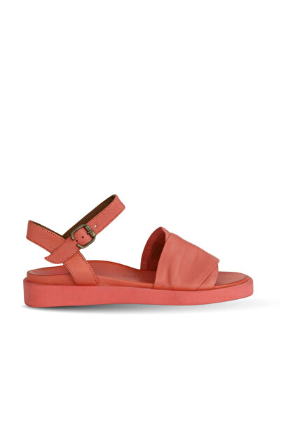Bueno Shoes Sandale plate de damă din piele coral 01ws2812