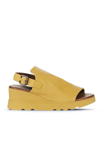 Bueno Shoes Yellow Leather Women's Wedge Heel Piece Set Sandals 01Wy8603