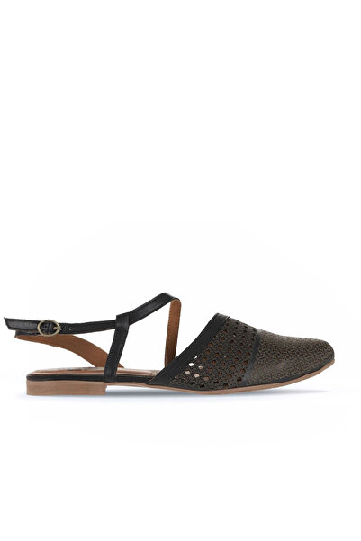 Bueno Shoes Sandale plate de damă din piele neagră 01wa3302