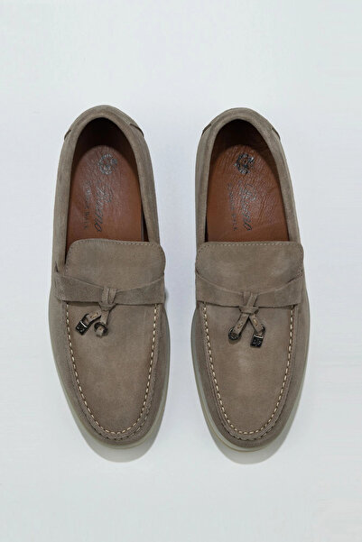 Bueno Shoes Pantofi casual pentru bărbați din piele intoarsa nisip 05ms101