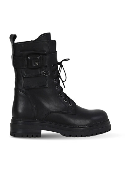 Bueno Shoes Black Leather Women's Flat Boots 39Wb4692