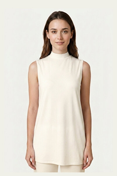 penyebizden Viscose Sleeveless Tunic -Ecru