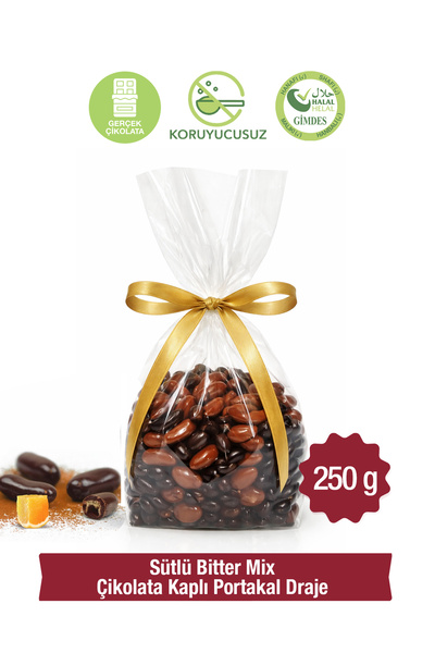 Milat Sütlü, Bitter Mix Çikolata Kaplı Portakal Draje 250 Gr.