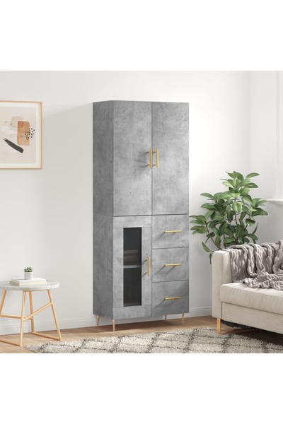 Concept Dulap înalt, gri beton, 69,5x34x180, lemn compozit