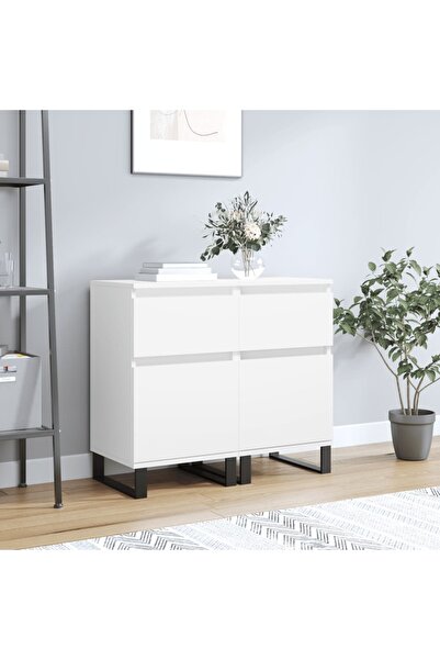 Concept Servante, 2 buc., alb, 40x35x70 cm, lemn prelucrat