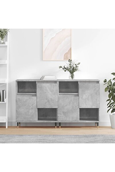 Concept Servante, 2 piese, gri beton, lemn prelucrat