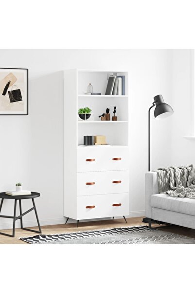 Concept Dulap înalt, alb, 69,5x34x180 cm, lemn compozit
