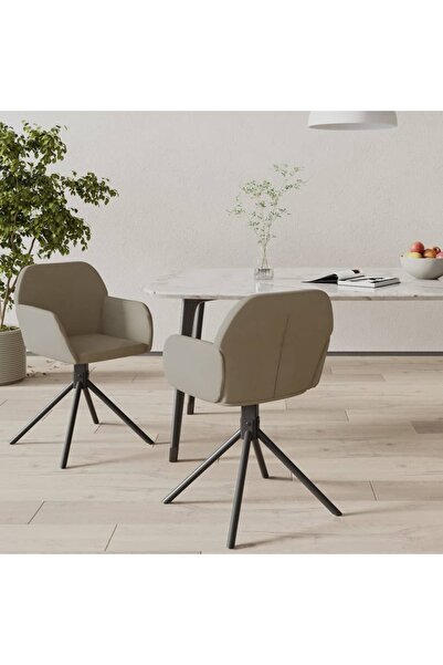 Concept Scaune rotative de bucătărie, 2 buc., gri deschis, catifea