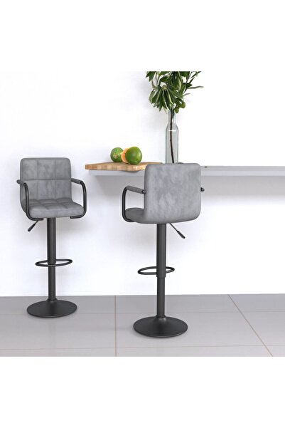 Concept Scaune de bar, 2 buc., gri deschis, catifea