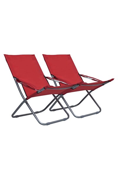 Concept Scaune de plajă pliante, 2 buc., roșu, material textil