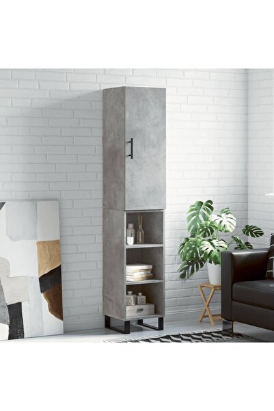 Concept Dulap înalt, gri beton, 34,5x34x180 cm, lemn prelucrat