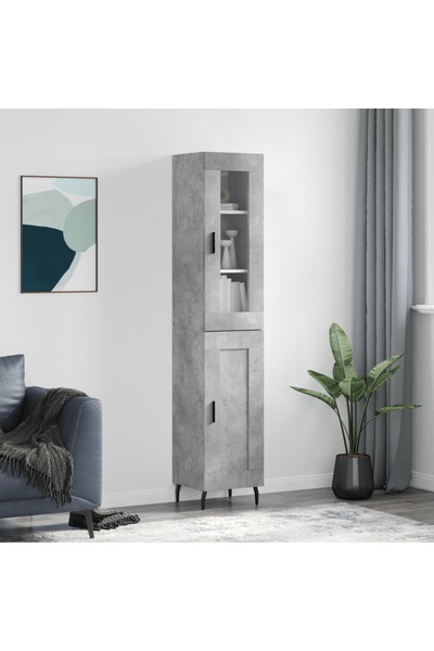 Concept Dulap înalt, gri beton, 34,5x34x180 cm, lemn prelucrat