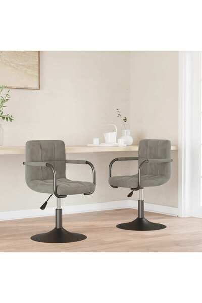 Concept Scaune de bucătărie pivotante, 2 buc., gri deschis, catifea