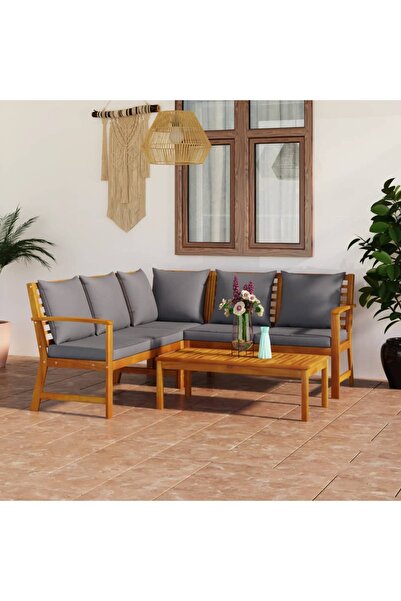 Concept Set mobilier de grădină cu perne, 4 piese, lemn masiv acacia