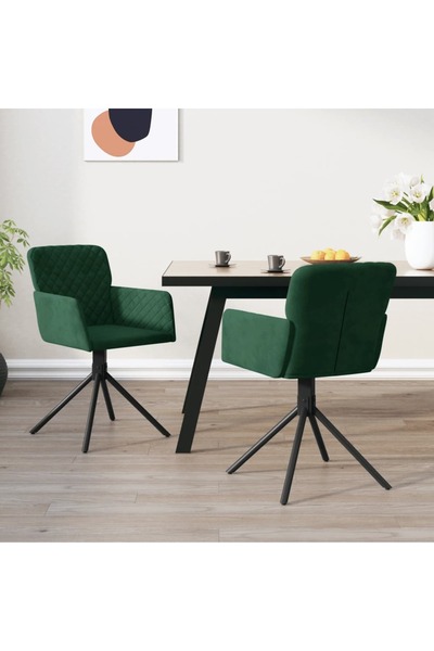 Concept Scaune de bucătărie pivotante, 2 buc., verde închis, catifea