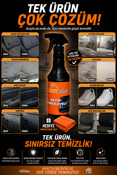 SUN & CLOUD Oto Koltuk , Oto Tavan - Deri - Kumaş , Döşeme Temizleyici Ve Lek...
