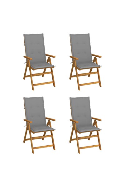 Concept Scaune grădină rabatabile cu perne, 4 buc., lemn masiv acacia