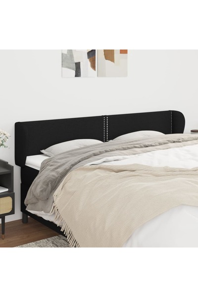 Concept Tăblie de pat cu aripioare negru 183x23x78/88 cm textil