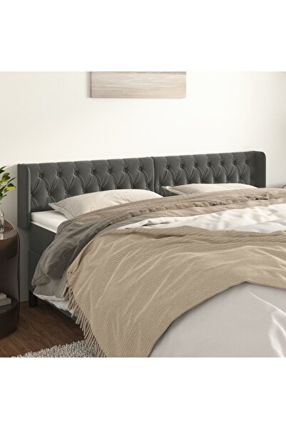 Concept Tăblie de pat cu aripioare gri închis 203x16x78/88 cm catifea
