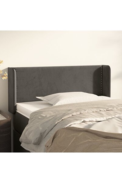 Concept Tăblie de pat cu aripioare gri închis 93x16x78/88 cm catifea