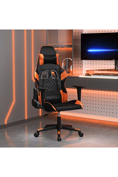Concept Scaun de jocuri, negru și oranj, piele ecologică