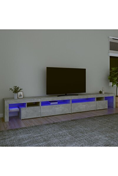Concept Comodă TV cu lumini LED, gri beton, 290x36,5x40 cm