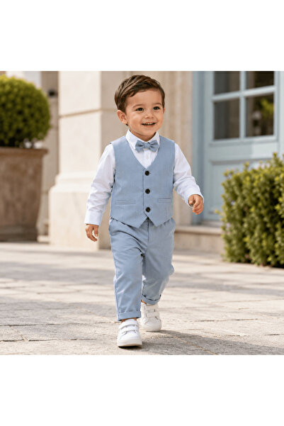Kidohug Costum elegant baieti, Kidohug, 4 piese: Camasa alba, Pantaloni lungi...