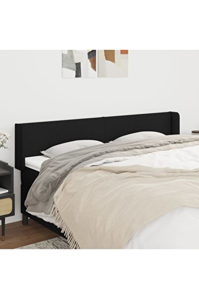 Concept Tăblie de pat cu aripioare negru 163x16x78/88 cm textil