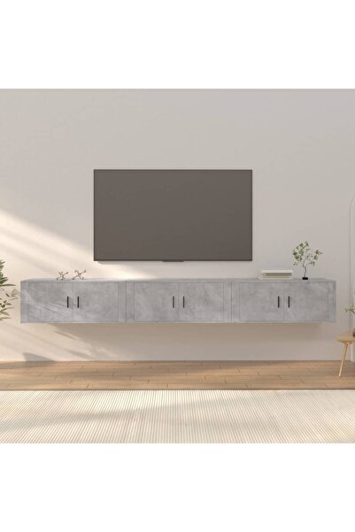Concept Dulapuri TV montate pe perete, 3 buc., gri beton, 100x34,5x40cm