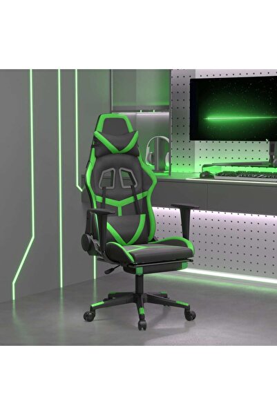 Concept Scaun de gaming cu suport picioare negru/verde, piele ecologică