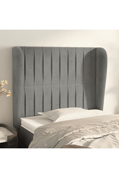 Concept Tăblie de pat cu aripioare gri deschis 93x23x118/128 cm catifea