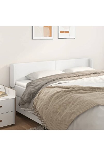 Concept Tăblie de pat cu aripioare alb 163x16x78/88 cm piele ecologică