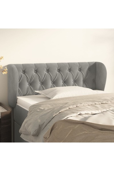 Concept Tăblie de pat cu aripioare gri deschis 93x23x78/88 cm catifea