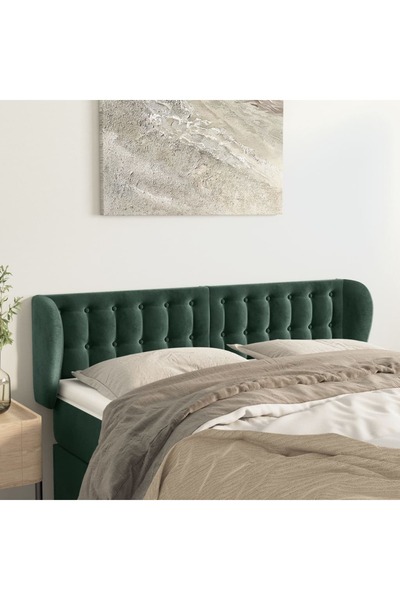 Concept Tăblie de pat cu aripioare verde închis 147x23x78/88 cm catifea