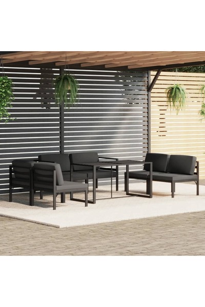 Concept Set mobilier de grădină cu perne, 7 piese, antracit, aluminiu