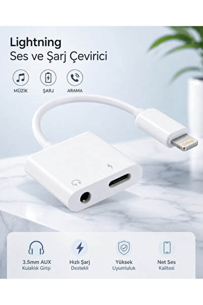 SIGHTZER Apple Iphone Lightning Ios Şarj Ve Aux Çevirici Kulaklık Ve Şarj