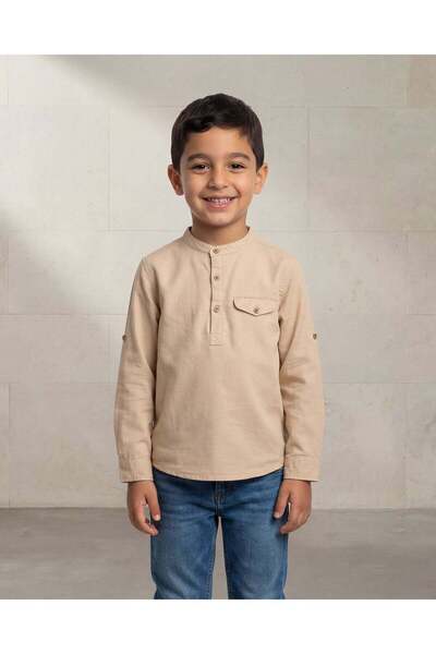 REDTAG Boys Stone Mandarin Collar Long Sleeve Kurta