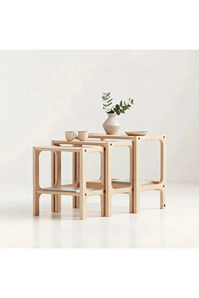 Woodesk Line, Ahşap Zigon Sehpa, 50x50, Natural Renk, CPT4791-50