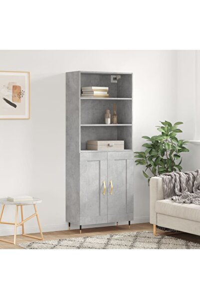 Concept Dulap înalt, gri beton, 69,5x34x180, lemn compozit