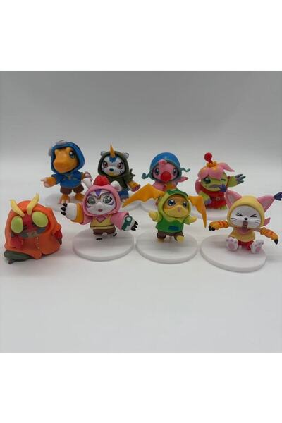 BANDAI مجموعة من 8 قطع عالية الجودة من شخصيات أنمي ديجيمون اللطيفة، نموذج شخص...
