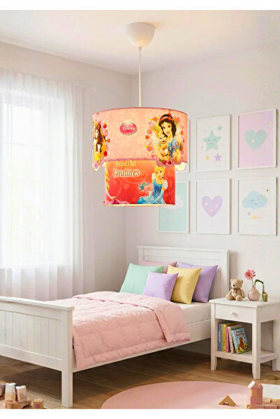HOMİNG Disney Lisanslı Princess Baskılı Kız Odası Pembe 3D Sihirli Tavan Sarkıt
