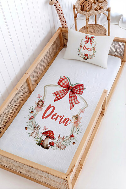 Lilabio %100 Pamuk İsme Özel Montessori Yatak Pike Seti 100x200 Ormandaki Peri
