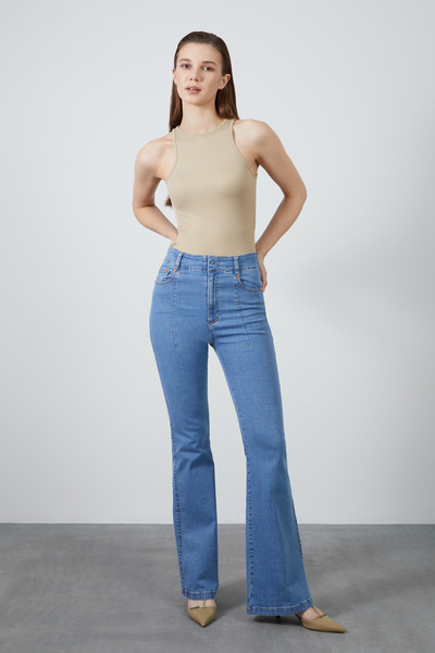 kı.we İspanyol Paça Yüksel Bel Denim Pantolon