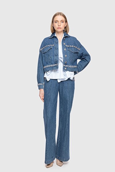 GİZİA Püskül Şerit Detaylı Jean Ceket