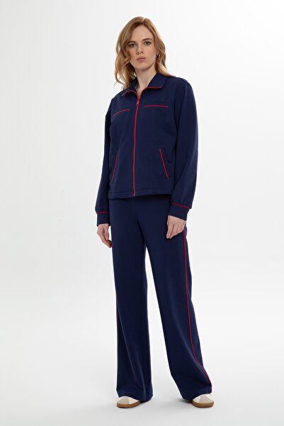 Zipper Detailed Wide Leg Tracksuit