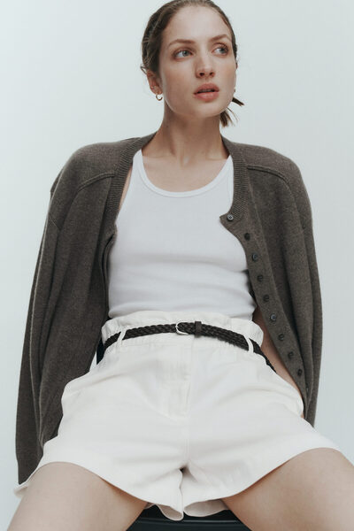H&M Kemerli Gabardin Şort