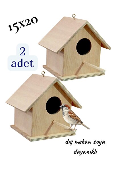 değerli hobi Ahşap Kuş Yuvası Kuş Evi Dış Mekan Suya Dayanıklı 2 Adet 15x15x2...