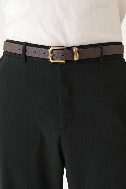 Gambocci Men's Leather Belt with Buckle Detail