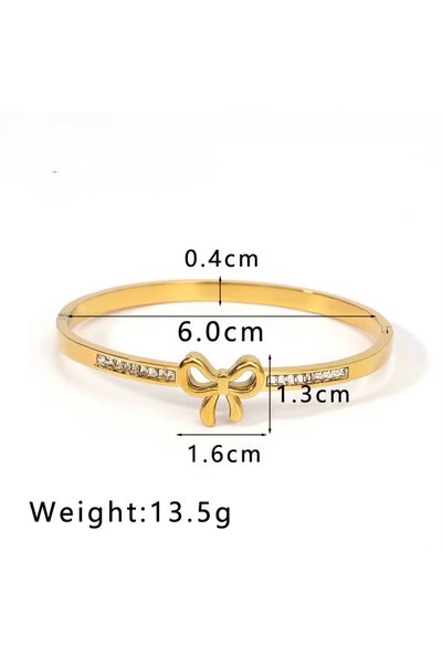 Passion by rahi Stainless Steel Plated 18K Gold Buckle Inlaid With Bow Zircon Bracelet for Women Bowknot Fashion Jewelry Bangles