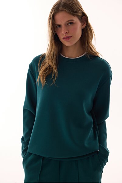 Penti Petrol Green Crew Neck Oversize Modal Sweatshirt